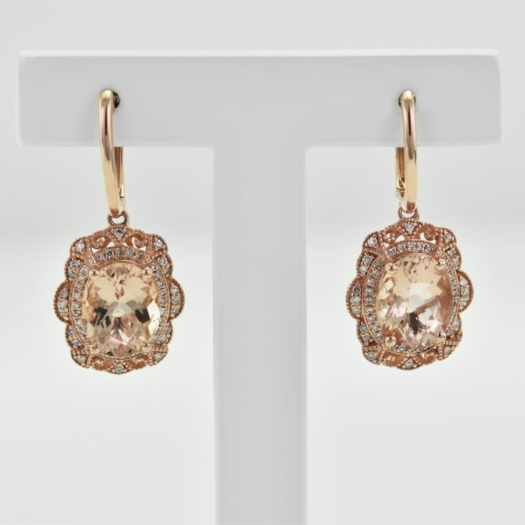 Goldene Ohrringe mit Morganit und Diamanten Moul 19666