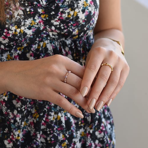 Vergoldeter Silberring mit Amethysten Joslyn