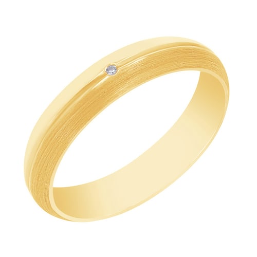 Originelle goldene Eheringe mit Gravur und Diamanten Ally