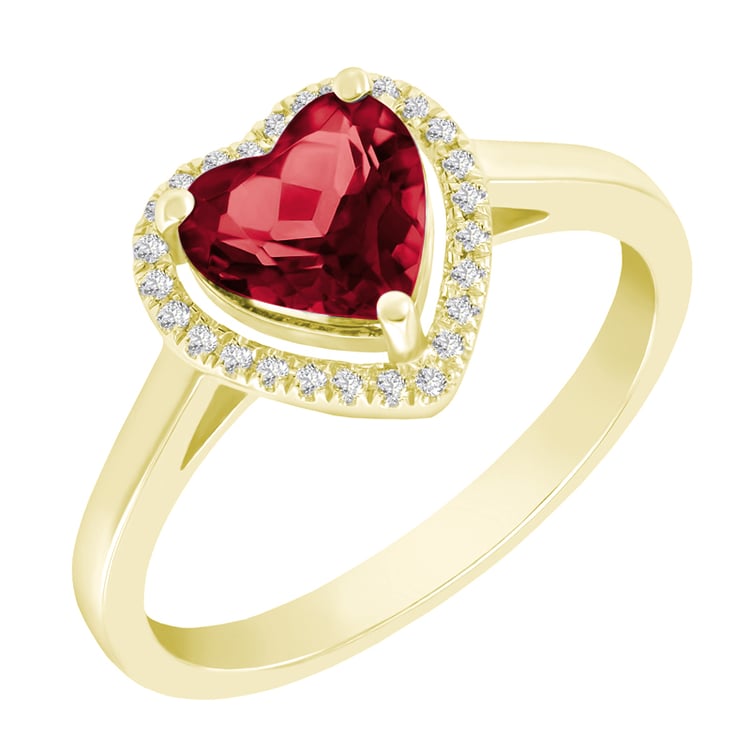 Goldring mit Granaten in Herzform und Diamanten Connelly 35458