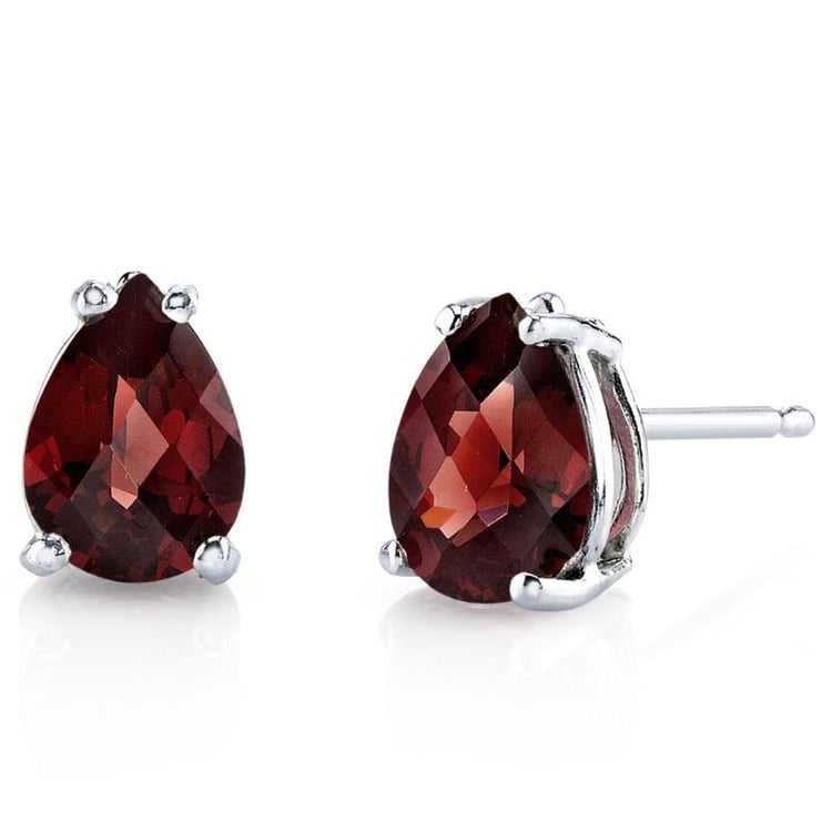 Goldene Ohrringe mit Pear Granat Reata