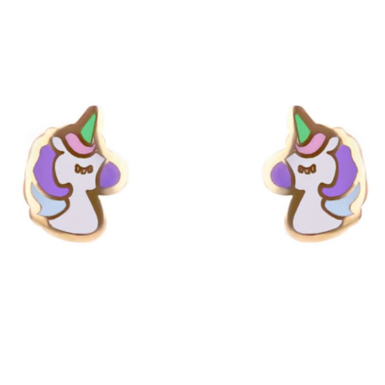 Goldene Kinderohrstecker mit einem Einhorn Brenna