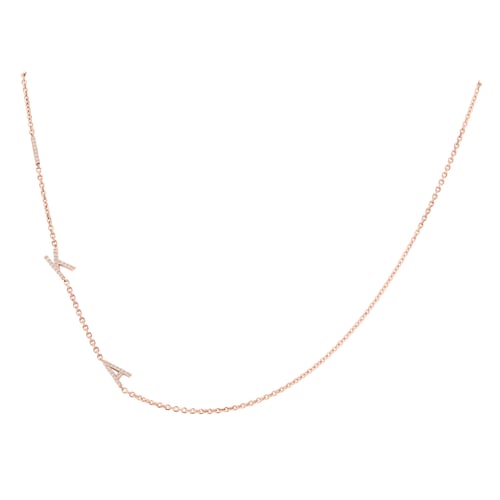 Silberne Kette mit drei Buchstaben und Lab Grown Diamanten Lupe