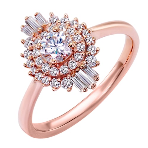 Einzigartiger Verlobungsring aus Gold mit Moissanit und lab-grown Diamanten Deizy