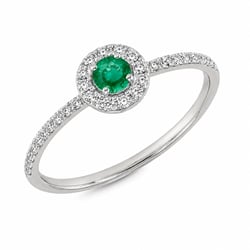 Silber Halo-Ring mit Smaragd und Lab Grown Diamanten Louisa