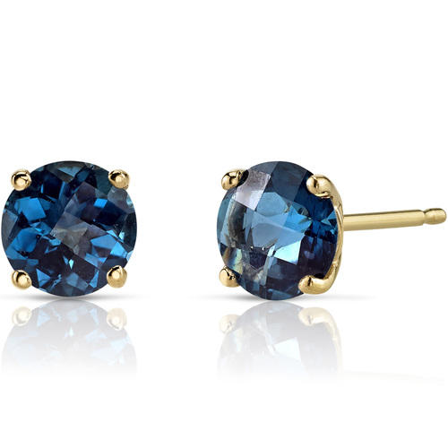 Goldene Ohrringe mit blauen Topasen Hulda