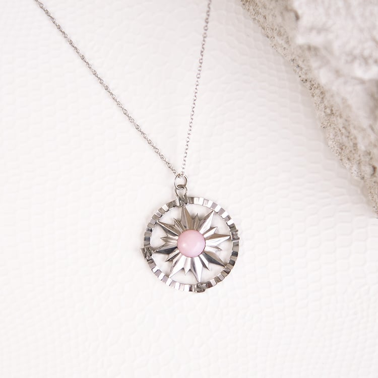 Goldener Anhänger Kompas mit Rosenquartz Pinto 114571