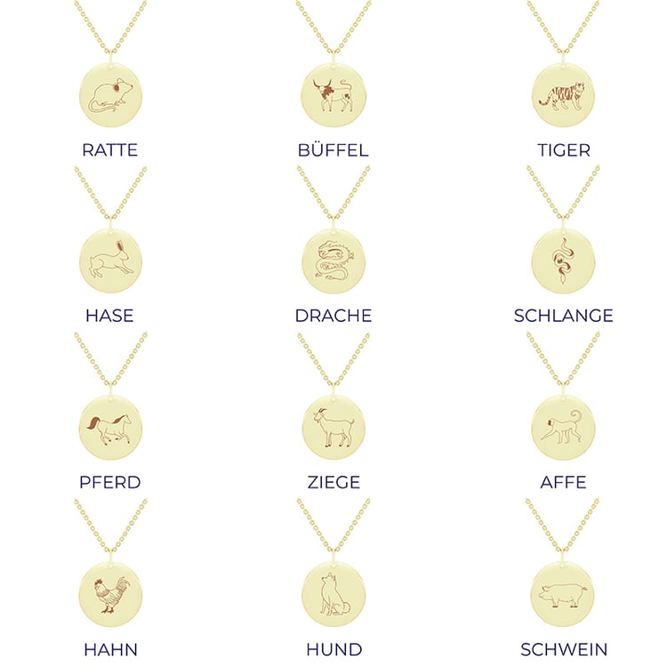 Silberner personalisierter Halskette mit chinesischem Tierkreiszeichen 135018