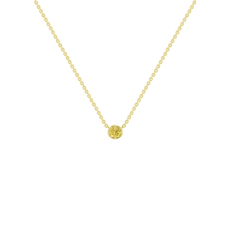 Silberne minimalistische Kette mit einem gelben Diamanten Glosie 103667