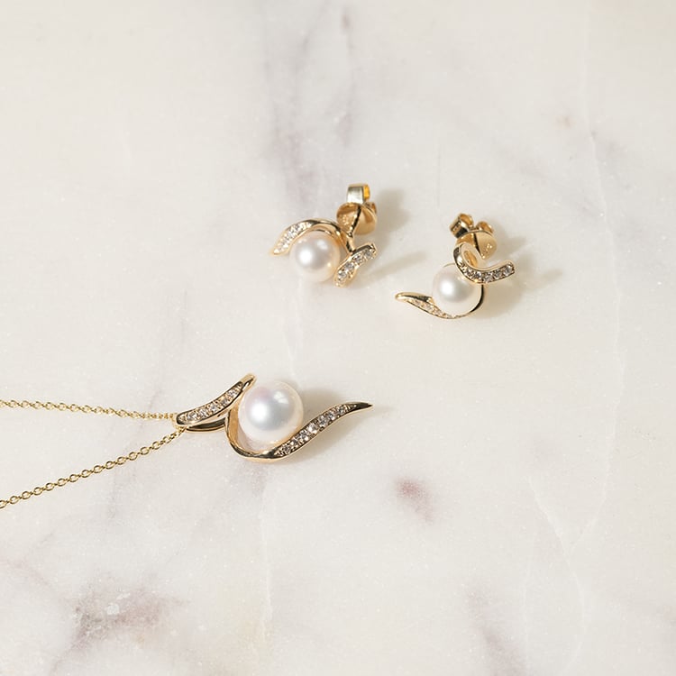 Schmuckset mit Perle und Diamanten Menmoli 137118