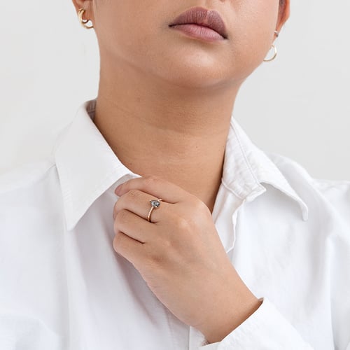 Goldener Ring mit Salt and Pepper Diamanten und Lab Grown Diamanten Padma