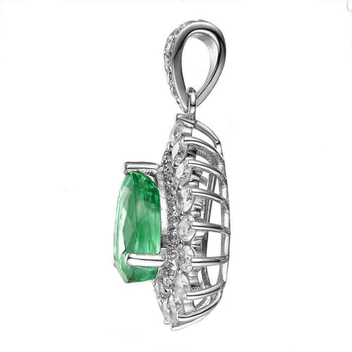 Halskette mit Smaragdanhänger und Diamanten Lacole
