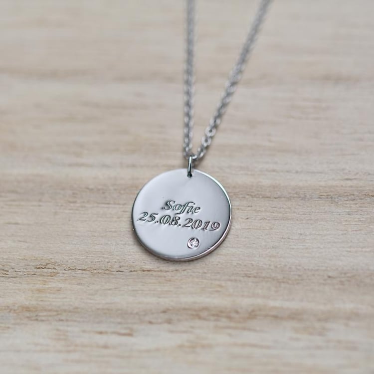 Platinanhänger mit Diamant und Gravur nach Wahl Cassius 70453