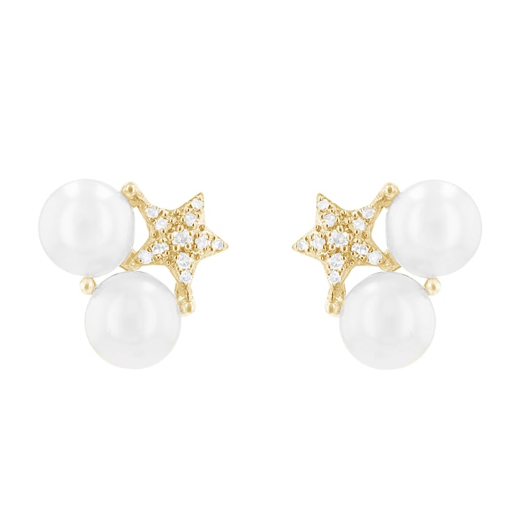 Perlenohrringe mit Diamanten-Stern Tevye