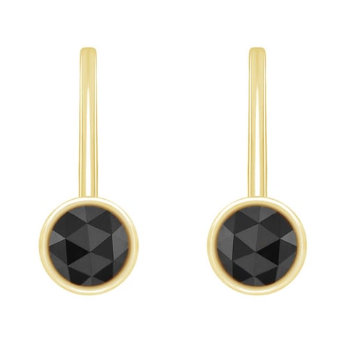 Goldene Hängeohrringe mit schwarzen Diamanten Maumo