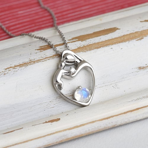 Anhänger Mutter und Kind mit Mondstein und Diamant Ella
