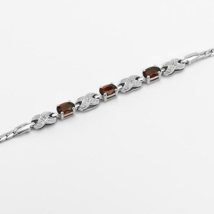 Silberarmband mit Granat-Steinen und Zirkonia Clio 39819