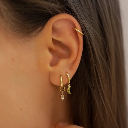 Runde silberne Ohrringe 2in1 mit weißen Topasen Savitri