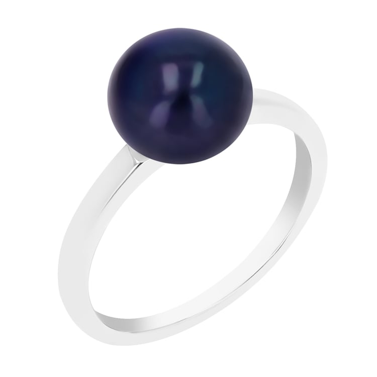 Silberner Ring mit schwarzer Perle Eleanor