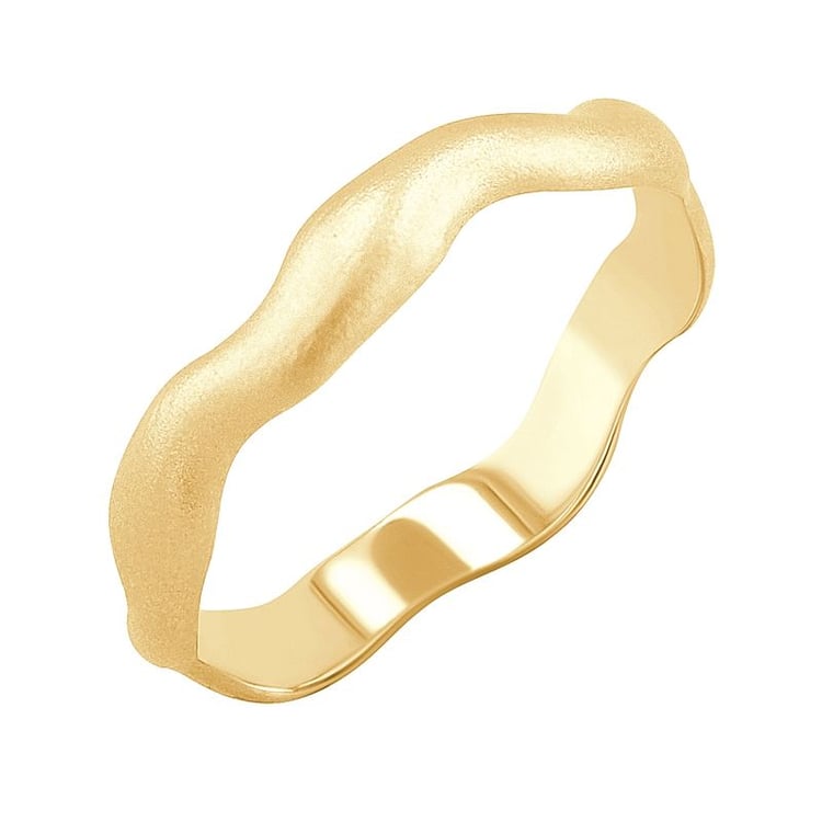 Wellenförmige Eheringe aus mattiertem Gold Keller 128151