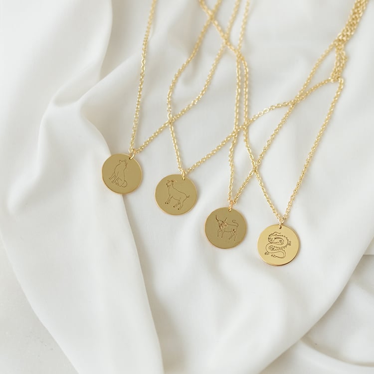 Silberner personalisierter Halskette mit chinesischem Tierkreiszeichen 135222