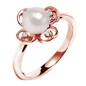 Rosegold Ring mit Perle in Blumen-Form 79162