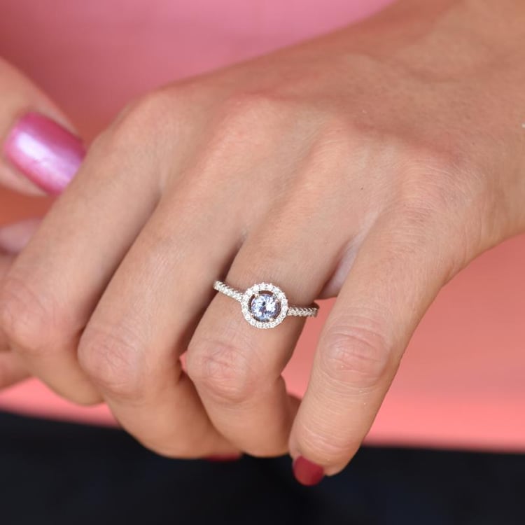 Silberring mit Tansanit und Zirkonia Eanna 20018