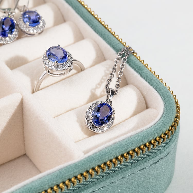 Schmuck Set mit Tansanit und Diamanten Bizot 146275