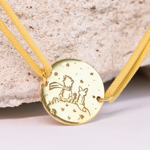 Silbernes String-Armband Der Kleine Prinz und Fuchs mit Gravur
