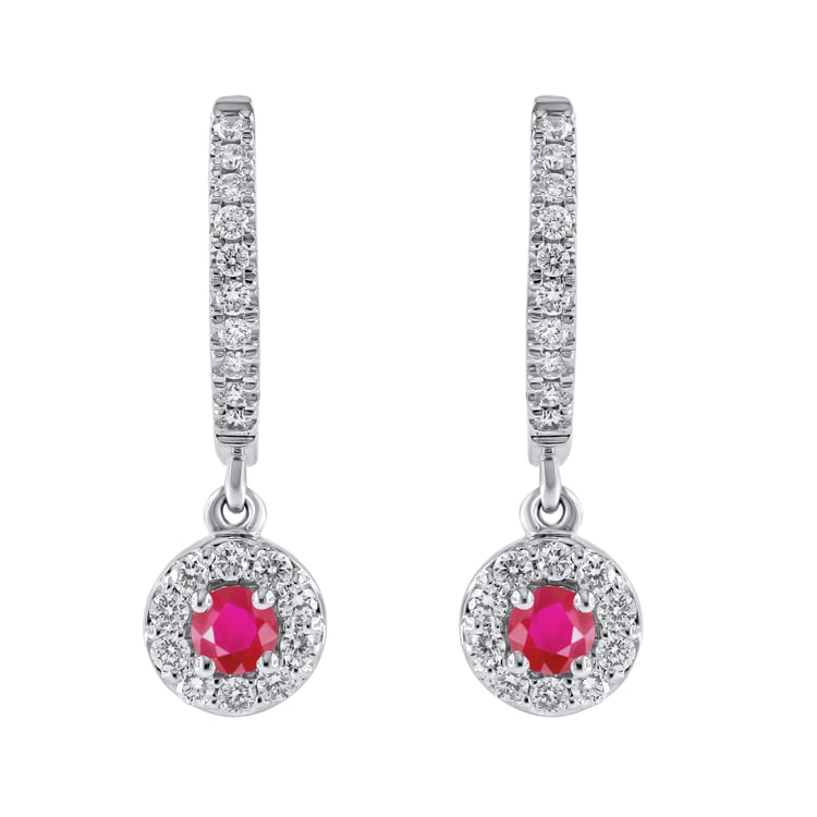 Wunderschöne silberne Ohrringe mit Rubinen und Lab Grown Diamanten Donna