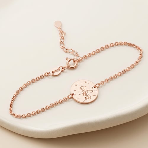 Silbernes Armband Der Kleine Prinz mit Rose und Gravur