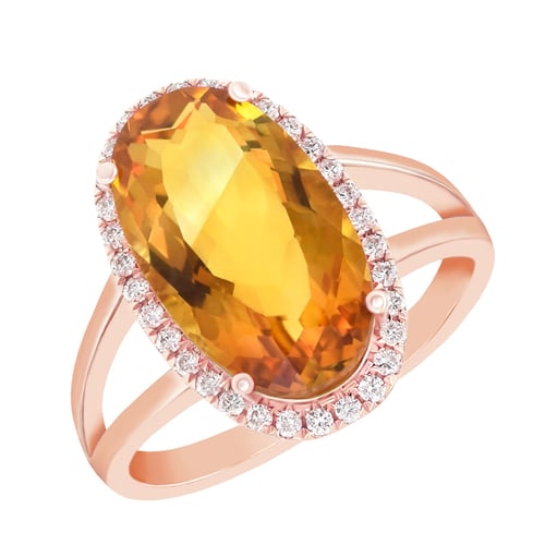 Goldring mit 5ct Citrin und Diamanten Aiofe
