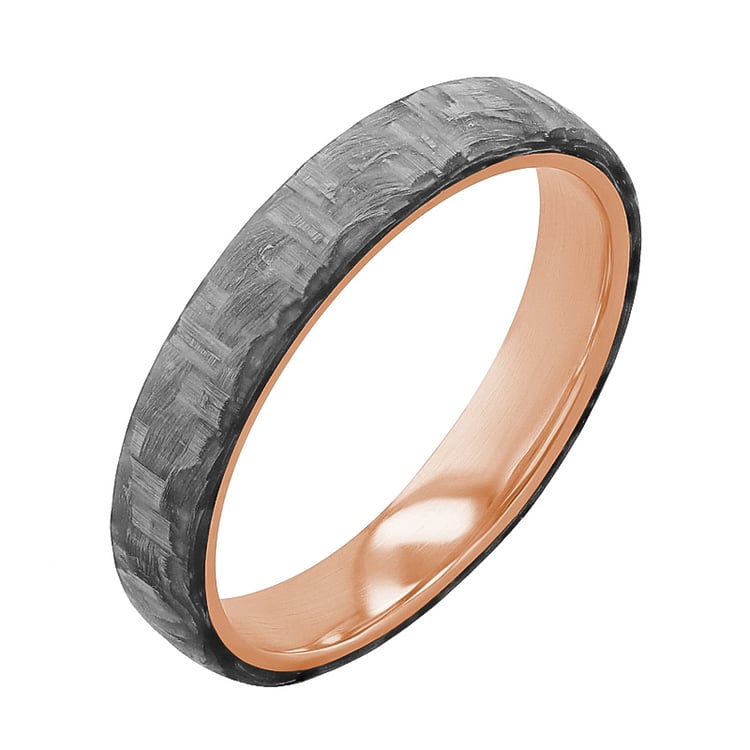 Leicht abgerundete Eheringe aus Carbon und Gold mit Diamanten Otis 125174