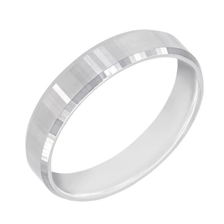 Goldene Trauringe mit abgeschrägten Kanten und unkonventioneller Oberfläche Roel 60244