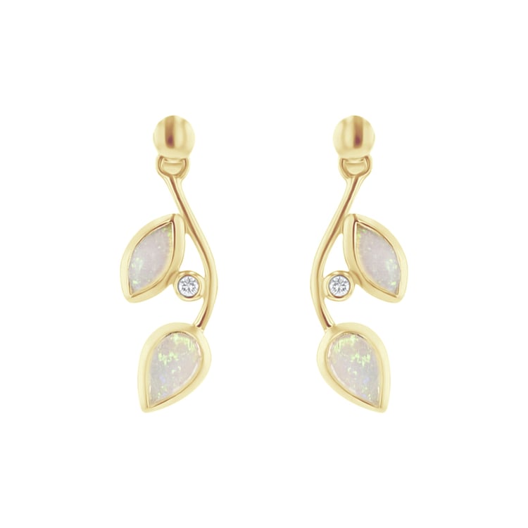 Ohrstecker mit Opalen in Blattform und Diamanten Corbett 111440