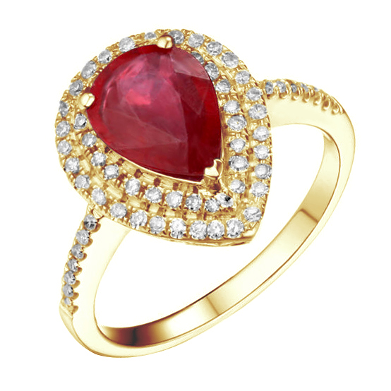 Goldring mit Rubin und Diamanten Jaishree 83449