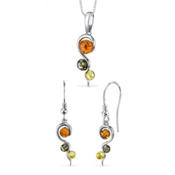 Silbernes Schmuckset mit Bernsteinen Halcyon