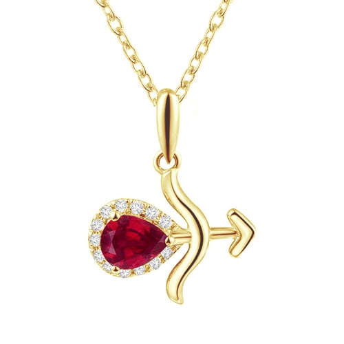 Rubin-Anhänger mit Diamant im Sternzeichen Schütze Centauro