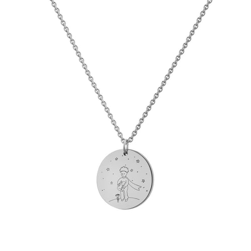 Silberanhänger Der Kleine Prinz mit Rose und Gravur