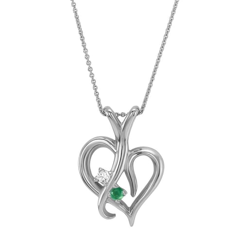 Goldherz mit Smaragd und Diamant in einer Anhänger Lynelle