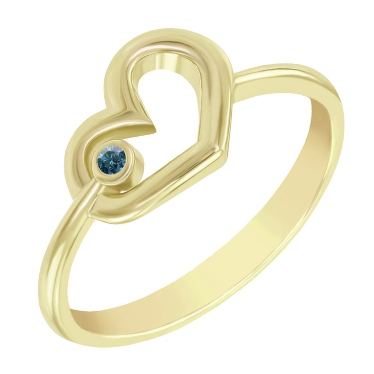 Goldener Herzring mit blauem Diamanten Balante 40360