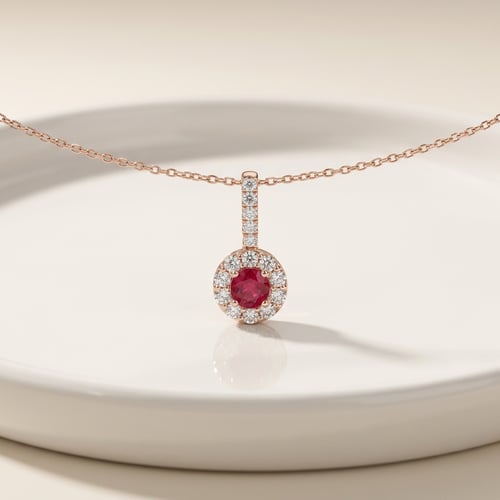 Silberne eleganter Anhänger mit Rubin und Lab Grown Diamanten Jack