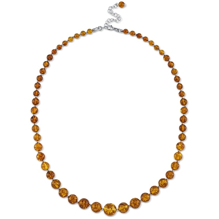Silberne Kette mit Cognac-Bernstein Eimear