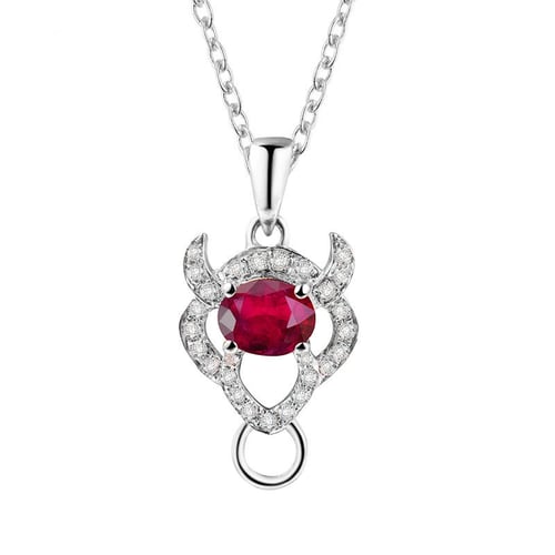 Anhänger mit Rubin im Sternzeichen Stier mit Diamant Toro