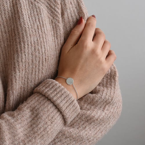 Silbernes Armband mit Diamant und Gravur Ihrer Wahl Shalek