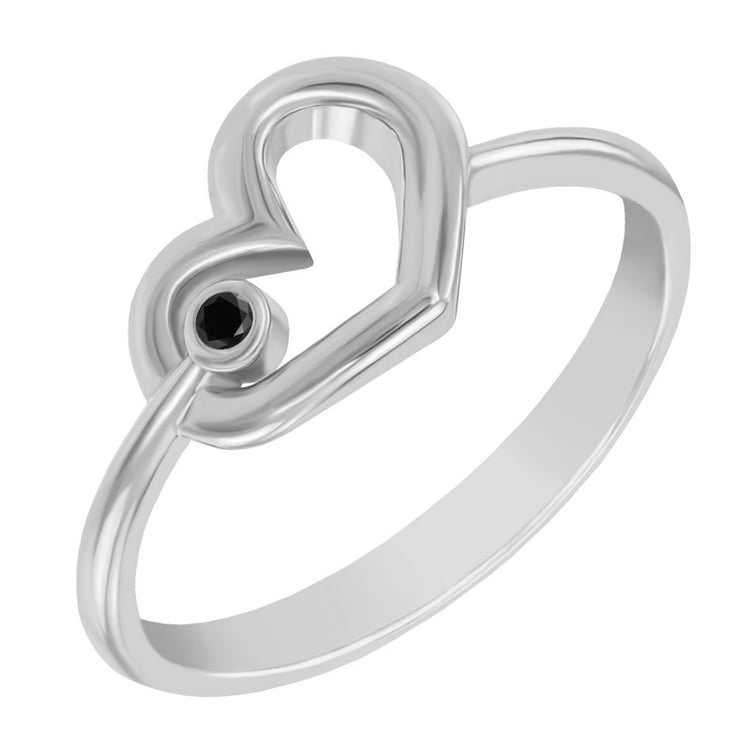 Goldener Herzring mit schwarzem Diamanten Balante 40355