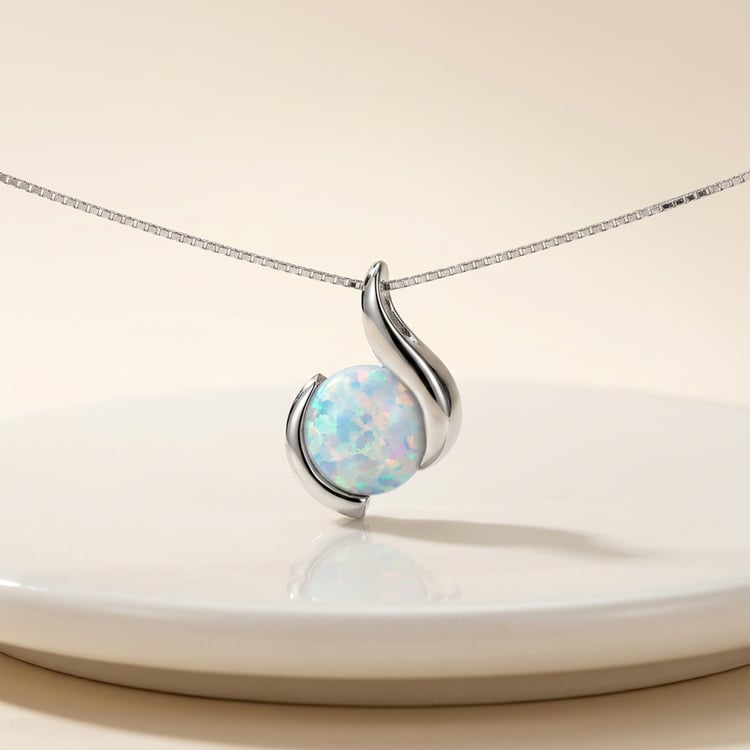Silberne Anhänger mit weißem Opal Thirumal 170515