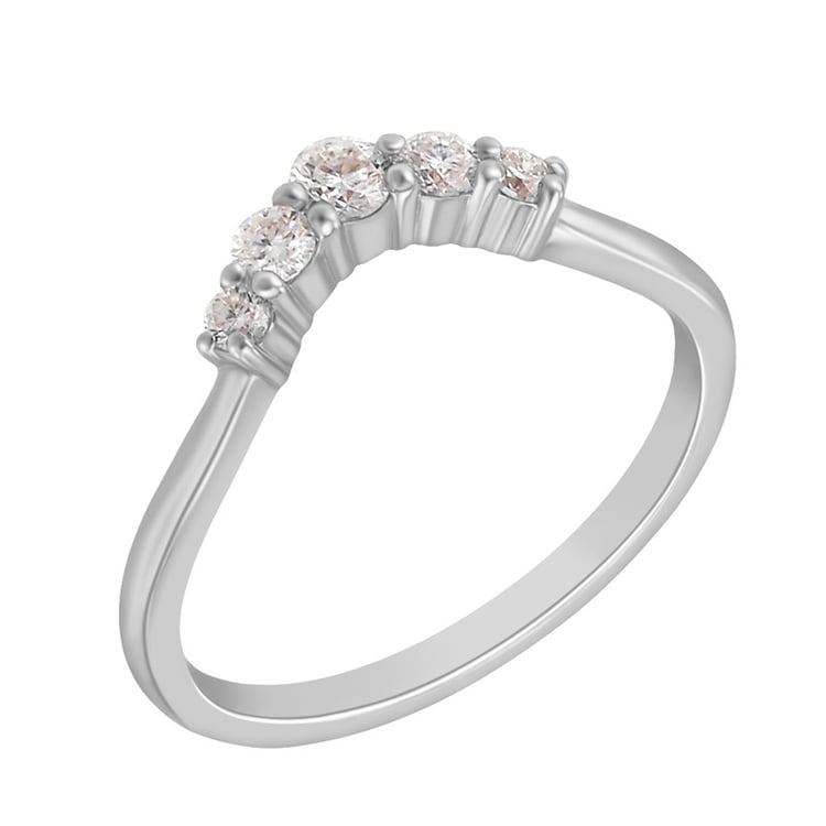 Ausgeschnittener Trauring aus Gold mit Moissaniten Bride 73744