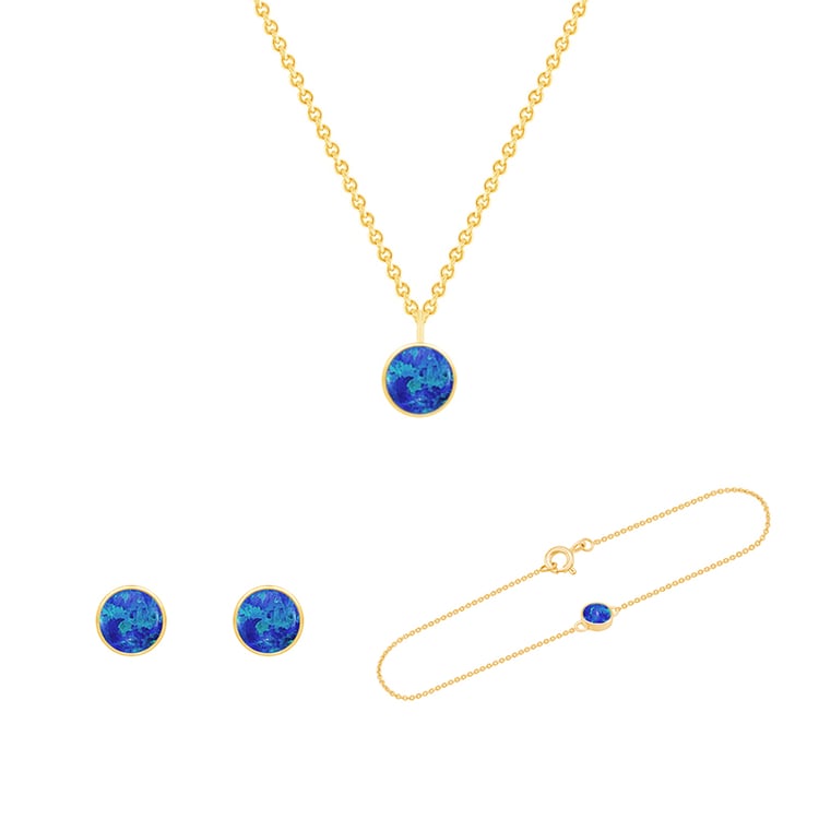 Goldene Kollektion mit blauen Opalen Tallie 148509