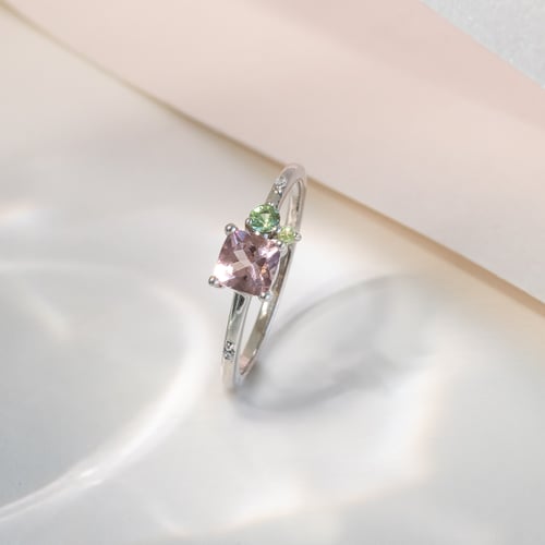 Cluster-Ring mit Morganit, Saphir, Olivin und Diamanten Kenny